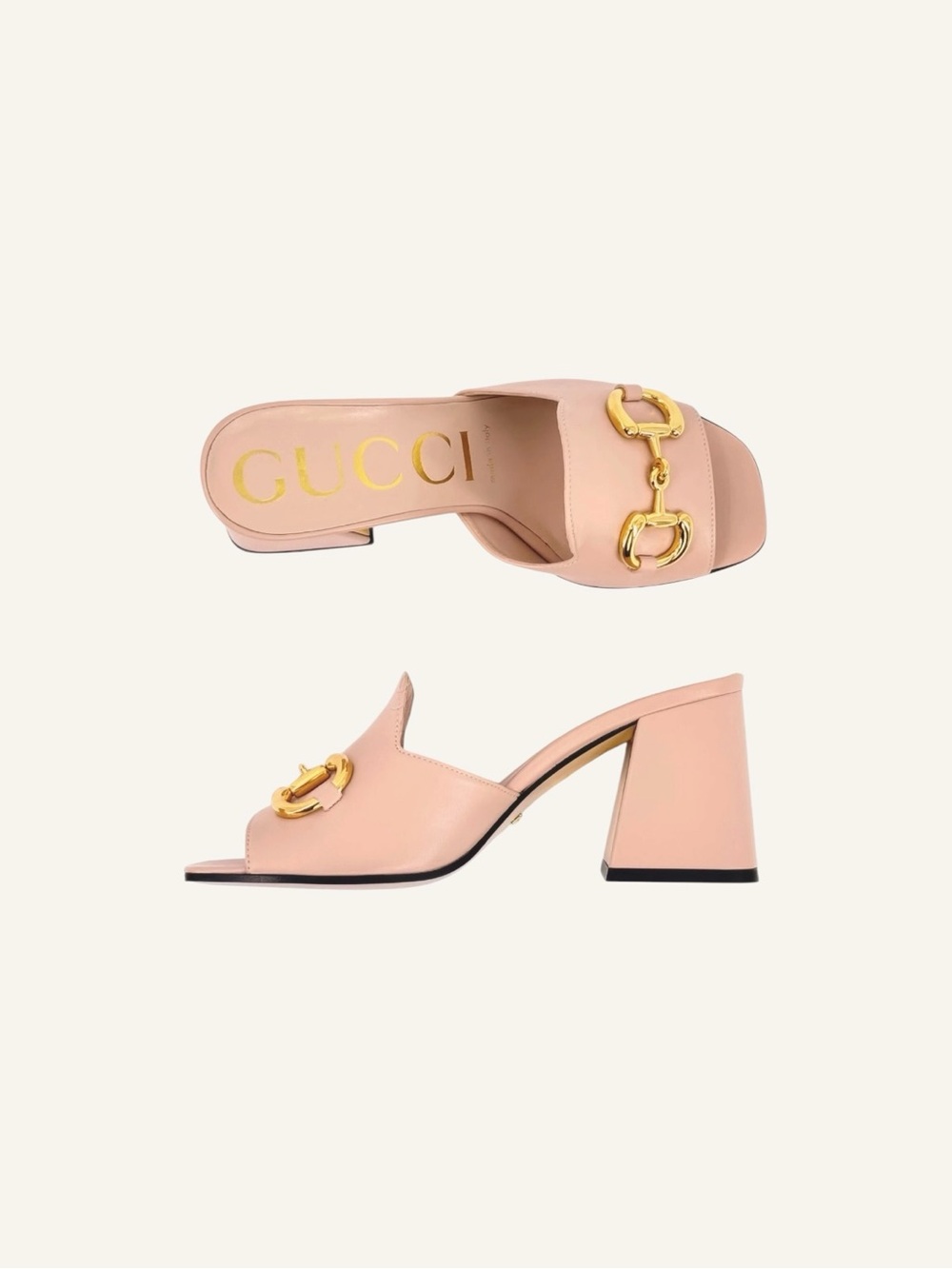 Gucci Horsebit Pink & Gold Leather Open-Toe Block Heel Slide Sandals EU 36 - Picture 12 of 15